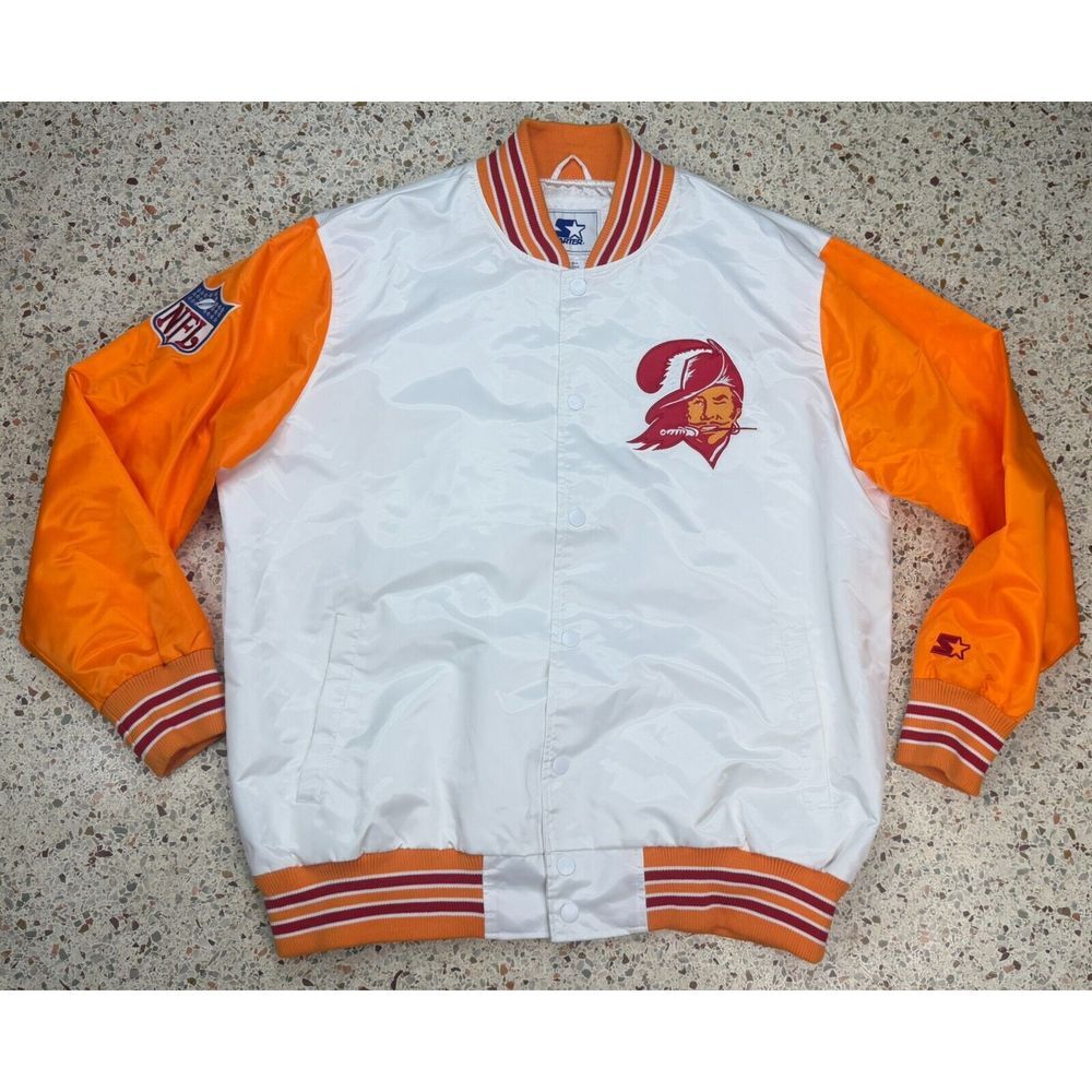 Starter Vtg Rare NFL Tampa Bay Buccaneers Creamsicle Satin Jacket Size 3XL